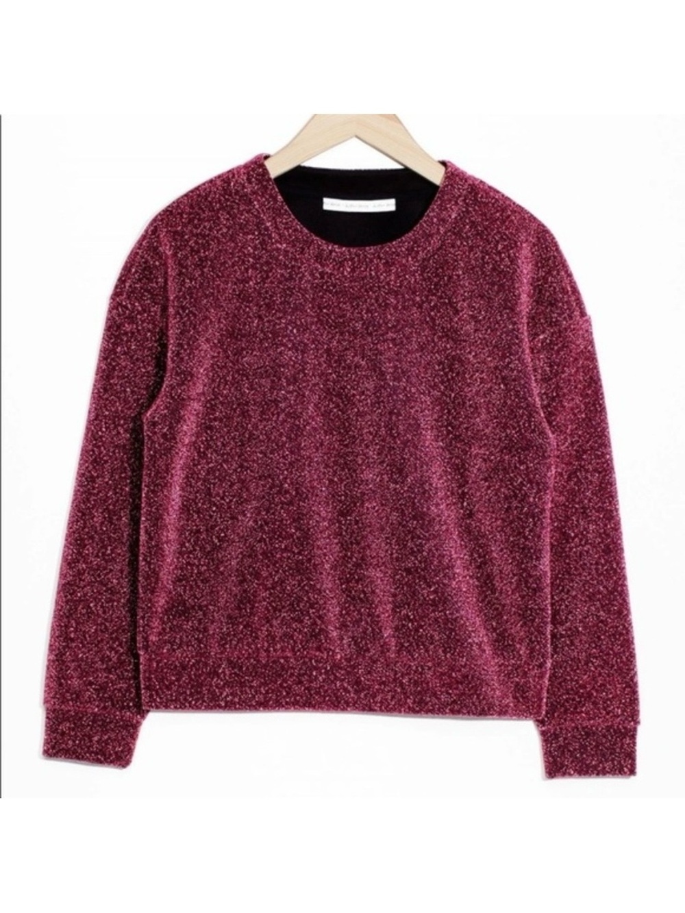NWOT Metallic Raspberry Pink Lurex Shimmer Pullover Sweatshirt (Fits S/M)